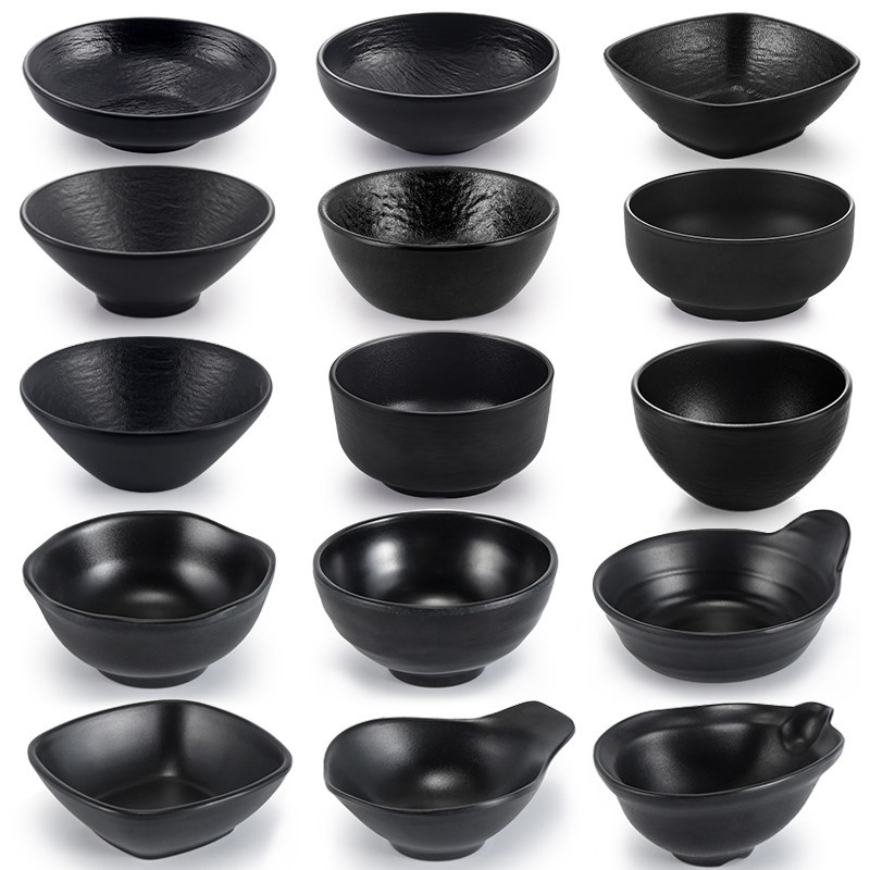 [Melamine] In miễn phí LOGO Melamine Bát nhựa đen thương mại Bát nhỏ căng tin Bát cơm Nhà hàng Lẩu B