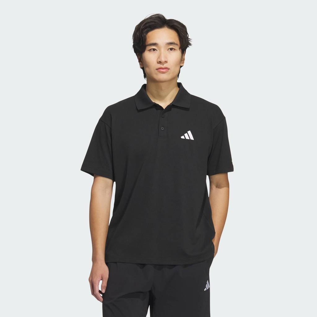 adidas Phong cách sống Áo Polo Essentials Plus Loose Fit Small Logo Short Sleeve Nam Đen JW6985