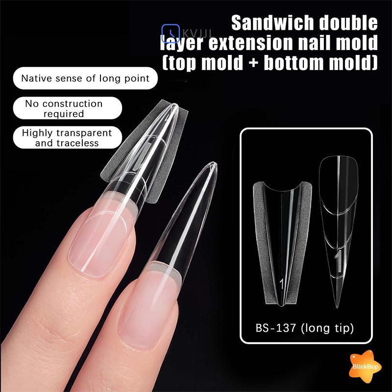 [KvJJL-t] Sandwich Dual Nail Forms 240 chiếc 15size Extensions-Dual Forms Coffin Almond Nail Forms T