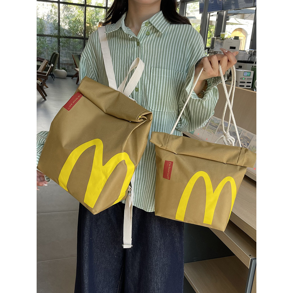 Dung tích vai Túi đơn Lớp học sinh Đại học Ba lô sáng tạo Túi giấy McDonald Túi đeo chéo thông thườn