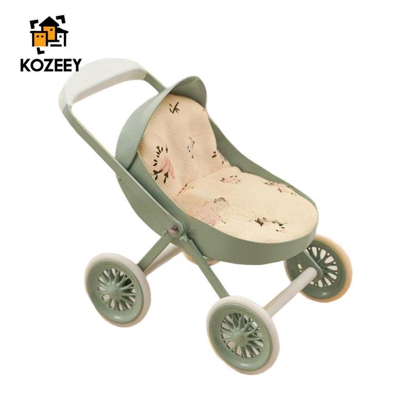KOZEEY Xe Đẩy Thu Nhỏ Đồ Chơi Nhà Búp Bê Nội Thất Mầm Non Nhà Búp Bê Phụ Kiện Cho Bé