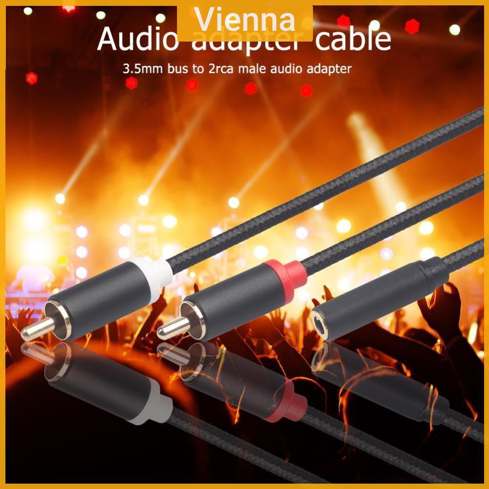 Mạ vàng 2RCA Nam sang 3,5mm Stereo Nữ Adapter Aux Audio Y Splitter Cable