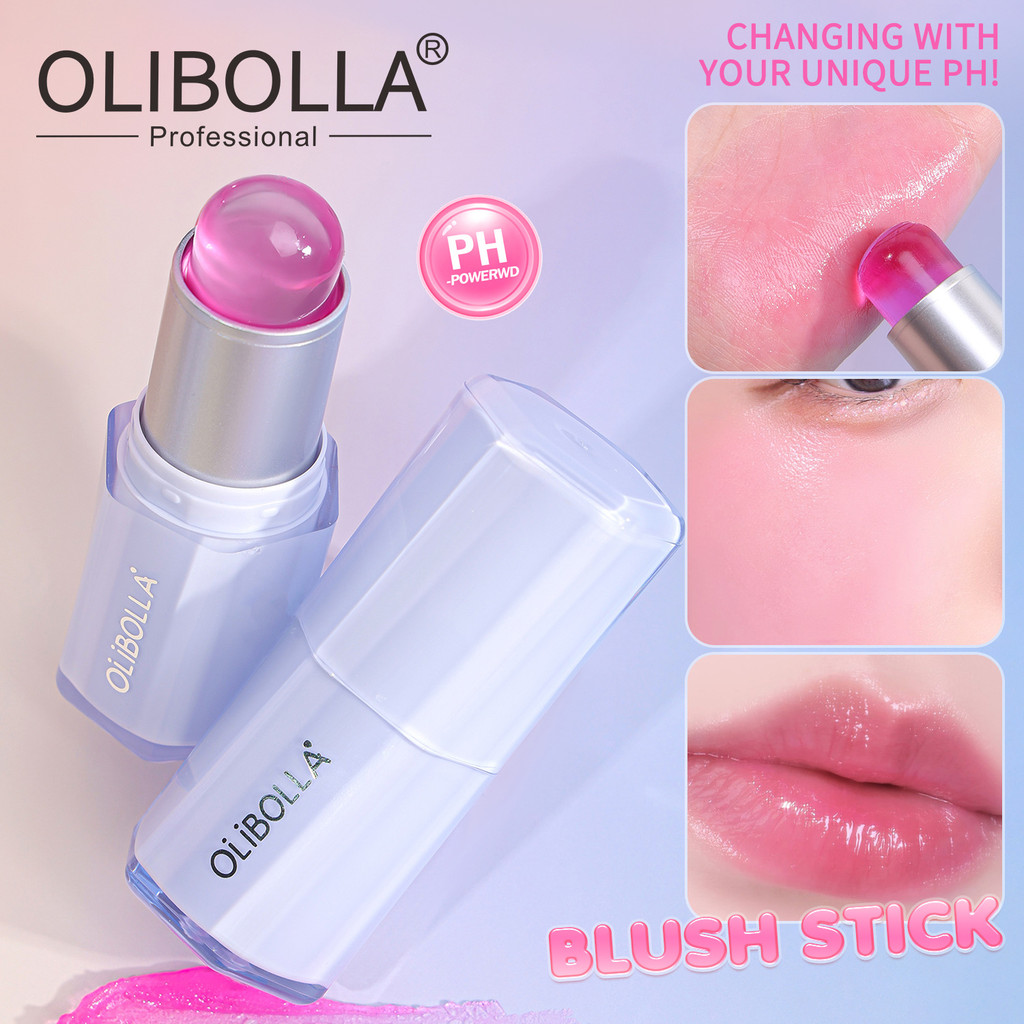 OLIBLA Thermochromic Jelly Blush Stick High Gloss Repairing Rouge Water Gloss Blush Cream Color Deve