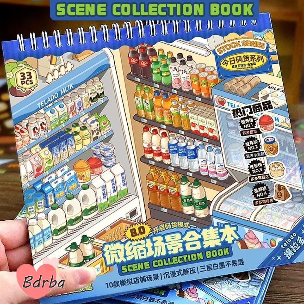 Nhãn dán phong cảnh BDRBA, 10 cảnh 33 tờ Nhãn dán cảnh cửa hàng dễ thương, Nhãn dán xếp chồng PET cỡ