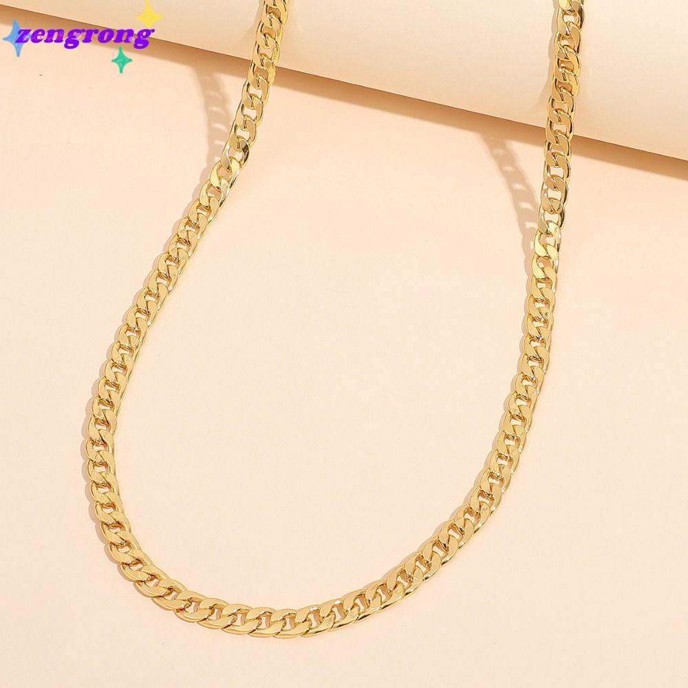 Vòng cổ vàng ZENGRONG 18K, Vòng cổ mạ vàng kim loại nhiều kích cỡ, Vòng tay mạ vàng vàng vàng 18K ph