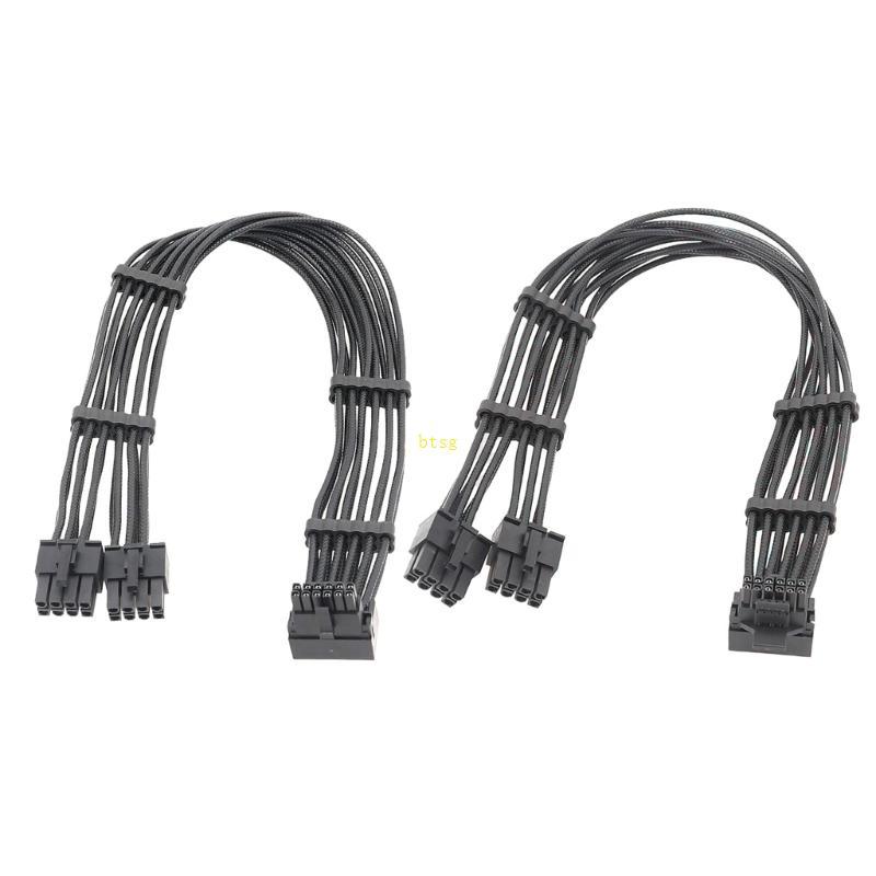 Btsg Mới 16pin 12 + 4 đến 2x8P PCIE5 0 Adapter Cáp Kết Nối 12VHPWR Cho GPU Dây Nguồn 90Elbow Line 50