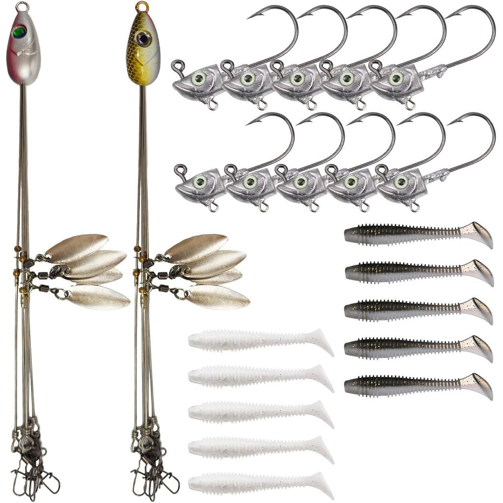 Bộ 2 Gói Alabama Rig Mồi Câu Cá, Mồi Câu Cá Bass Với 10 Chiếc Mồi & Đầu Jig, Giàn Ô Cho Vũ Nữ Thoát 