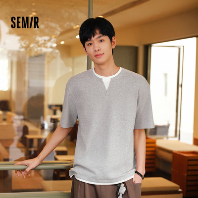 Semir Tay Ngắn Áo Nam Mùa Hè Giả Hai Mảnh 2026 Họa Tiết Mới Top