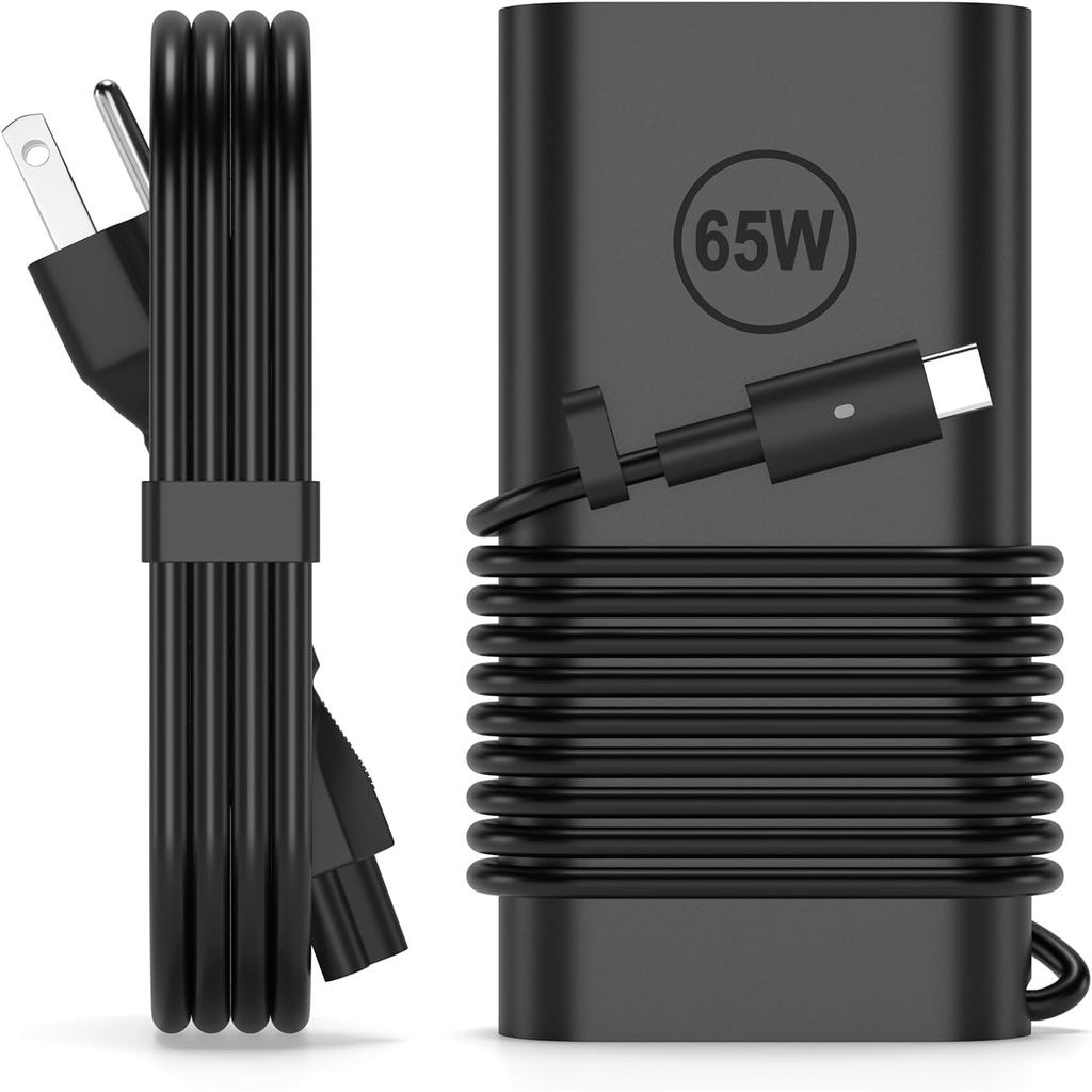 Bộ sạc máy tính xách tay USB C 65W Tương thích với Dell Pro 14 16 Plus pb14250 pb14255 Đầu nối Typec