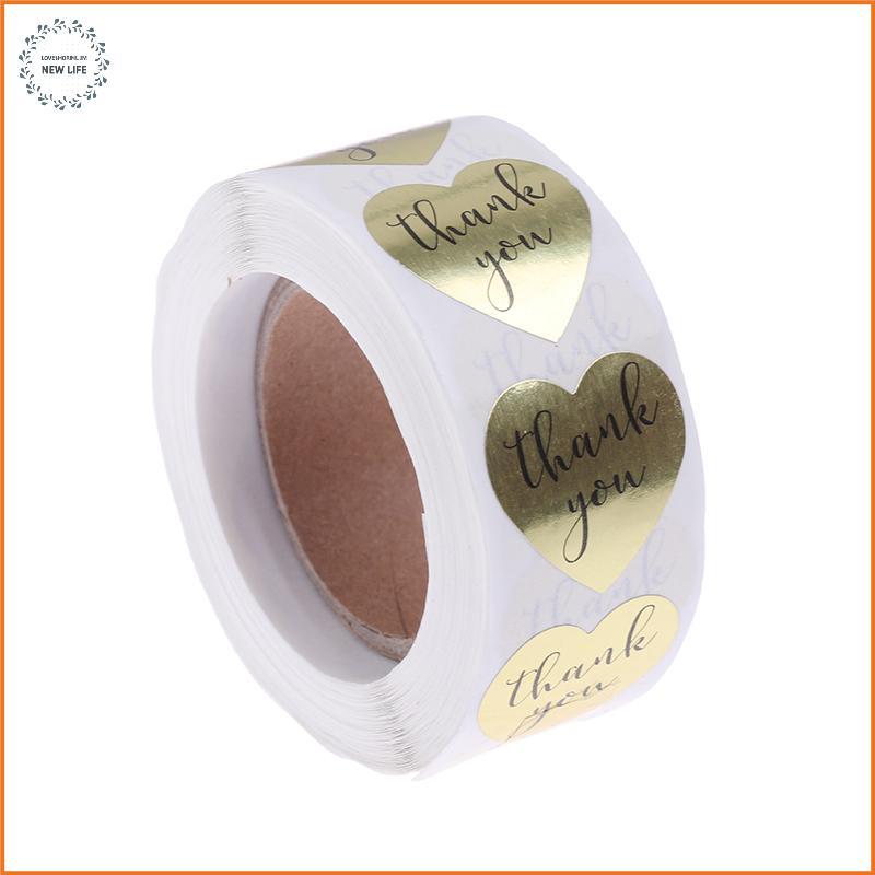[LS] 500 Cái / cuộn Thank You Golden Hot Stamping Kraft Paper Labels Seals Stier [PH]