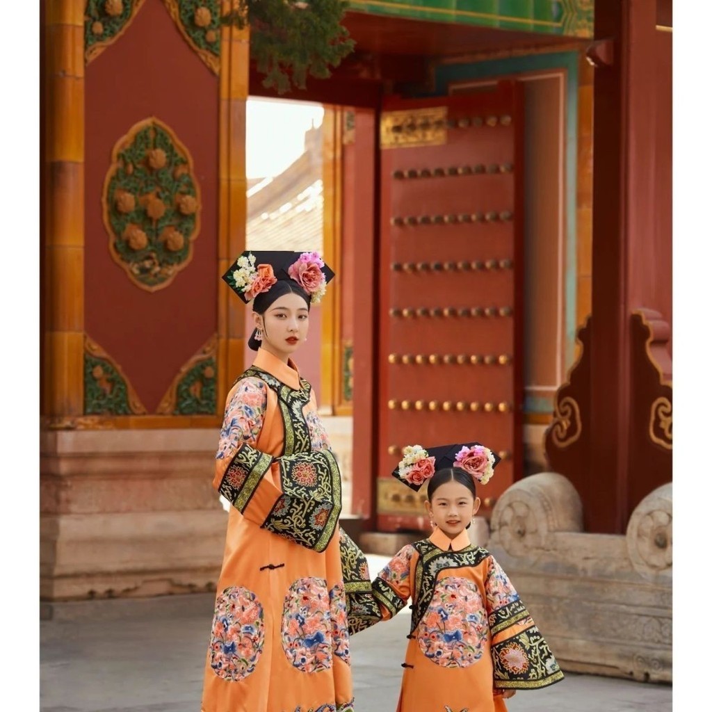Tử Cấm Thành Nhà Thanh Trang Phục Tốt Trang Phục Nữ Hoàng Concubine Checker In Phác Thảo Ảnh Cờ Tran