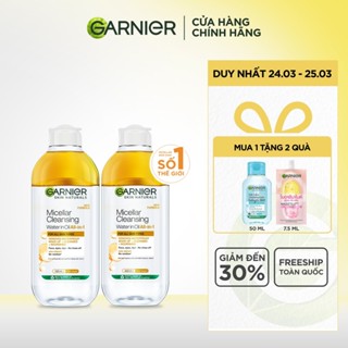 Bộ 2 nước làm sạch và tẩy trang cho da khô & trang điểm Garnier Micellar Water 400ml x 2