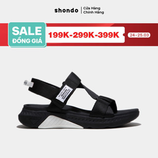 Giày Sandals Nam Nữ Unisex Shondo F7 Racing Đế Đen Phối Trắng Quai Đen F7R1010