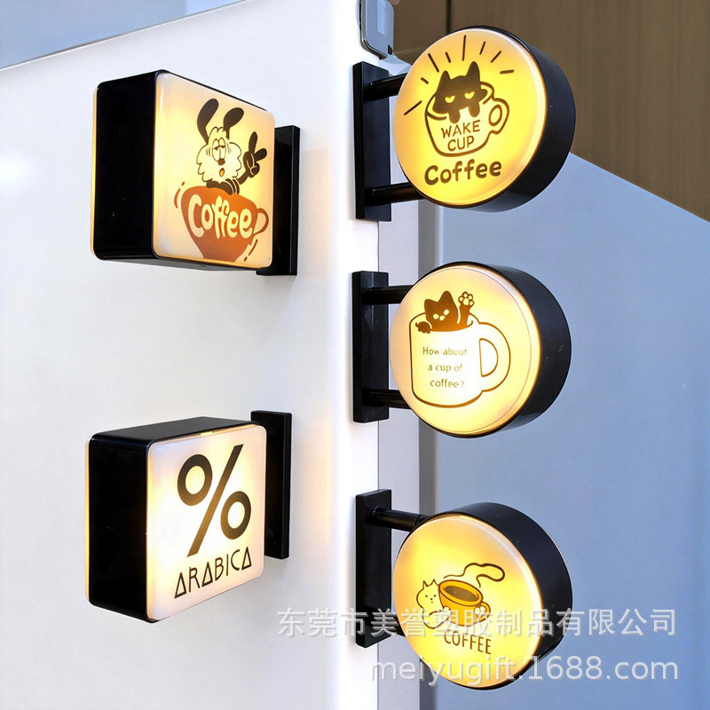 Popular~Creative atmosphere coffee and milk tea shop light sign, refrigerator magnet, illuminated ma