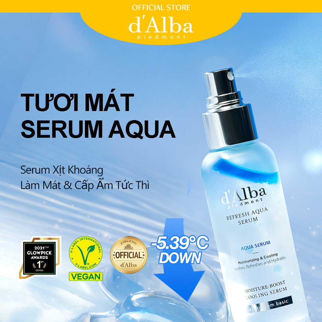 d'Alba Serum dạng xịt cấp ẩm, làm mát da d'Alba Refresh Aqua Serum 100ml