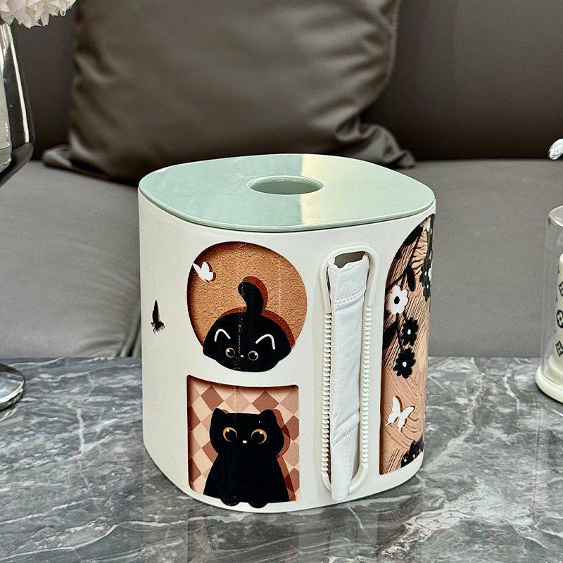 Chart Drum Box Desktop Napkin Box Cute Tissue Box Roll Holder Living Room Tissue Box Ujlu