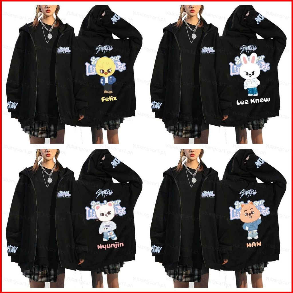 Hoodie Stray Kids với dây kéo, thiết kế BBOKARI Felix Puppy M và Seung Min - Stay tại nhà của chúng 