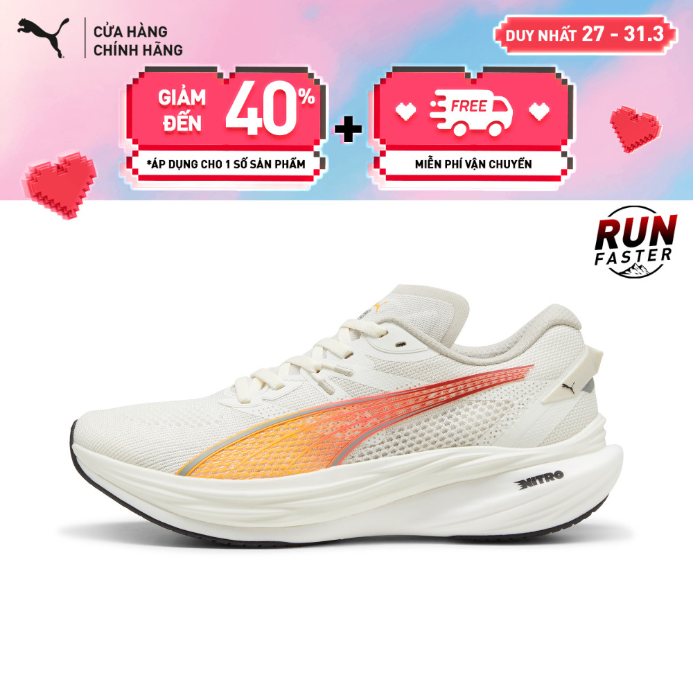 Giày Chạy Bộ PUMA Nam Deviate NITRO 3 Vapor Gray-Sun Stream-Sunset Glow Màu Xám
