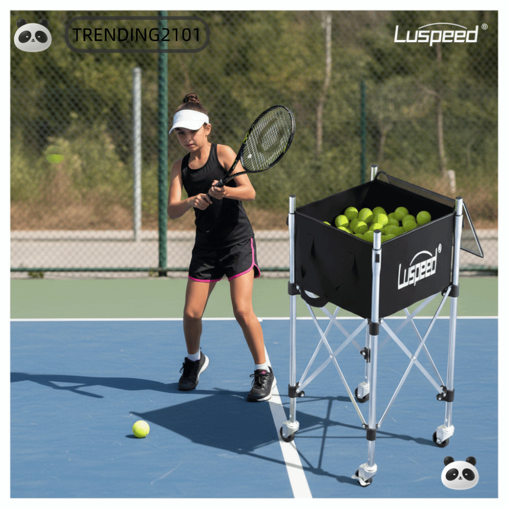Xe đẩy chèn bóng tennis Luspeed, điều chỉnh được độ cao - Phụ kiện quần vợt tiện lợi
