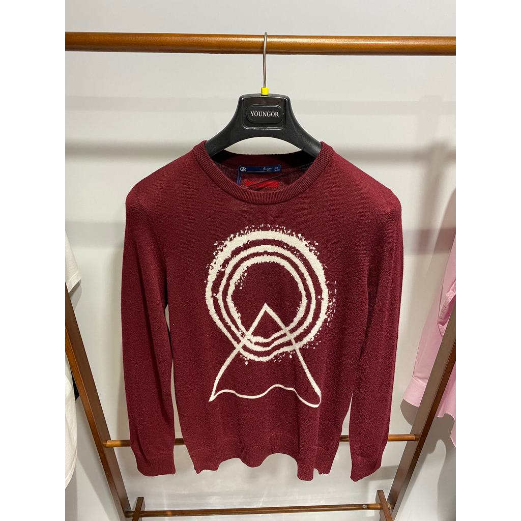 Áo len chui đầu nam màu đỏ cổ tròn, form slim-fit - Mùa thu đông mới 5264