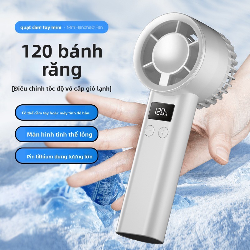 Quạt cầm tay USB 120 cấp độ gió sạc điện pin dài di động