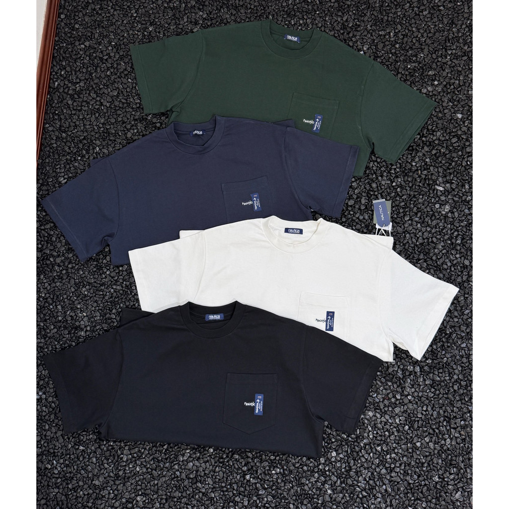 NAUT**  Heavyweight pure cotton short-sleeve shirt with pocket embroidery patch logo T Shirt City Bo