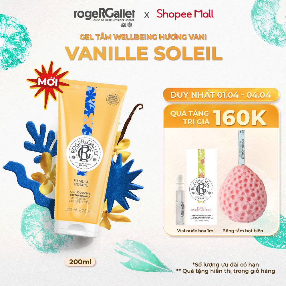 Gel tắm Wellbeing hương Vani Roger&Gallet Vanille Soleil 200ml