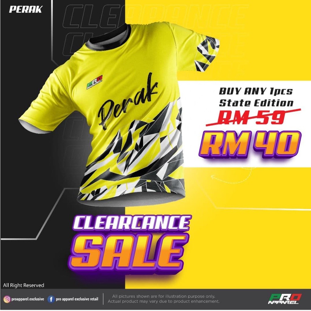 Pro Apparel Malaysia State Edition Perak Darul Rizuan Áo thun / 2xs - 2xl