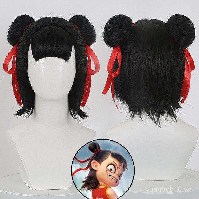 Tóc giả anime da đầu đen - Phù hợp cosplay Nezha hay Maruko