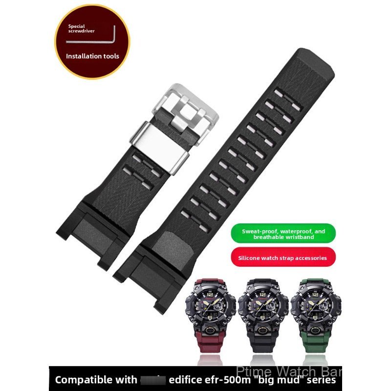 Dây đeo đồng hồ silicon cho GShock Mudmaster GWG B1000 Series 3rd Gen lõm End Dây đeo cao su