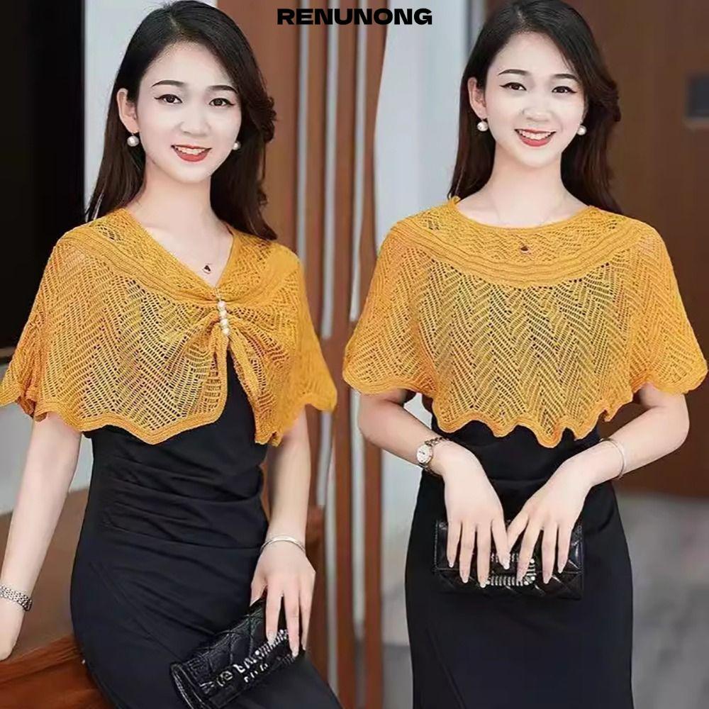 RENUNONG Khăn choàng dệt kim  Khăn choàng vải tuyn thoáng khí nhiều màu