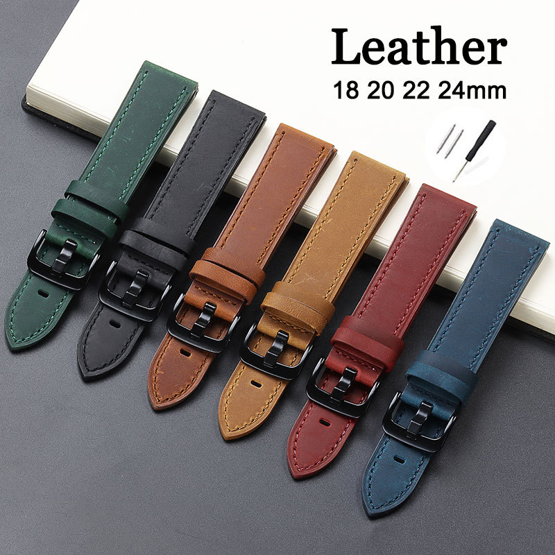 Vintage Mờ Chính Hãng Da Dây Đeo Đồng Hồ 18mm 20mm 22mm 24mm Vòng Tay Top Lớp Da Bò Dây Đeo Đồng Hồ Cho Seiko Đa Năng Dây Đeo Đồng Hồ Nam Nữ Dây Đeo Tay Công Sở Thường Ngày