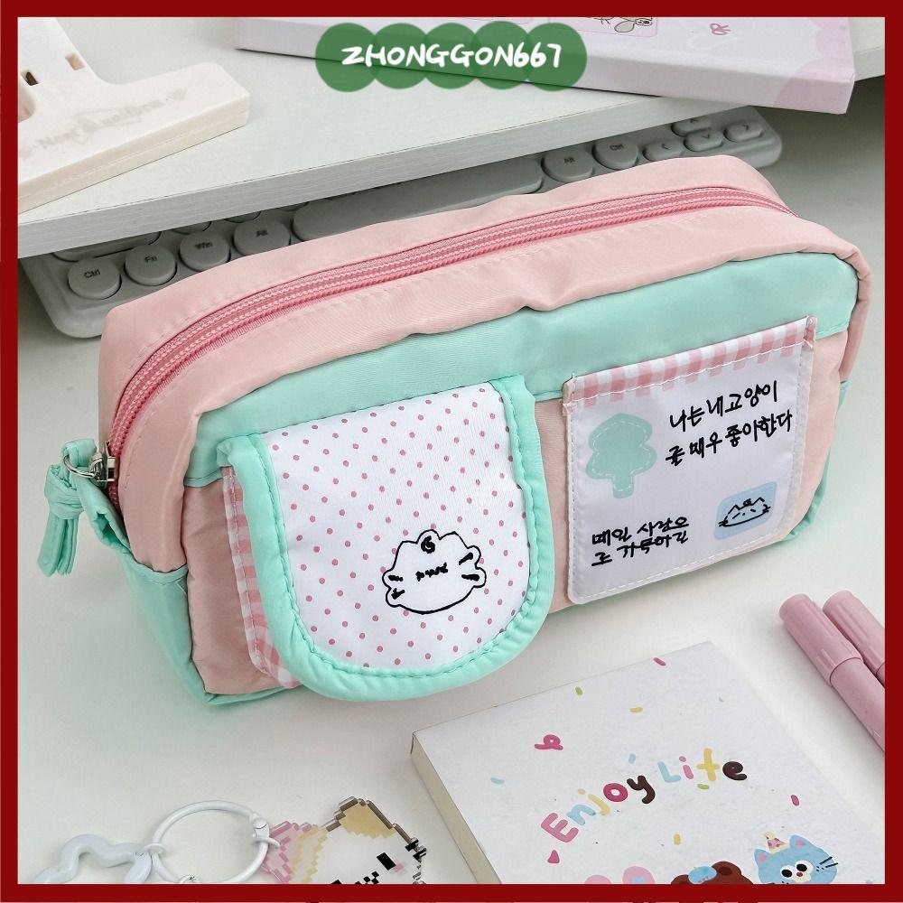 Bút Chì ZHONGGON67, Túi Đựng Bút Mèo Con Dễ Thương Dung Tích Lớn, Túi Văn Phòng Phẩm Nhiều Lớp Thẩm 