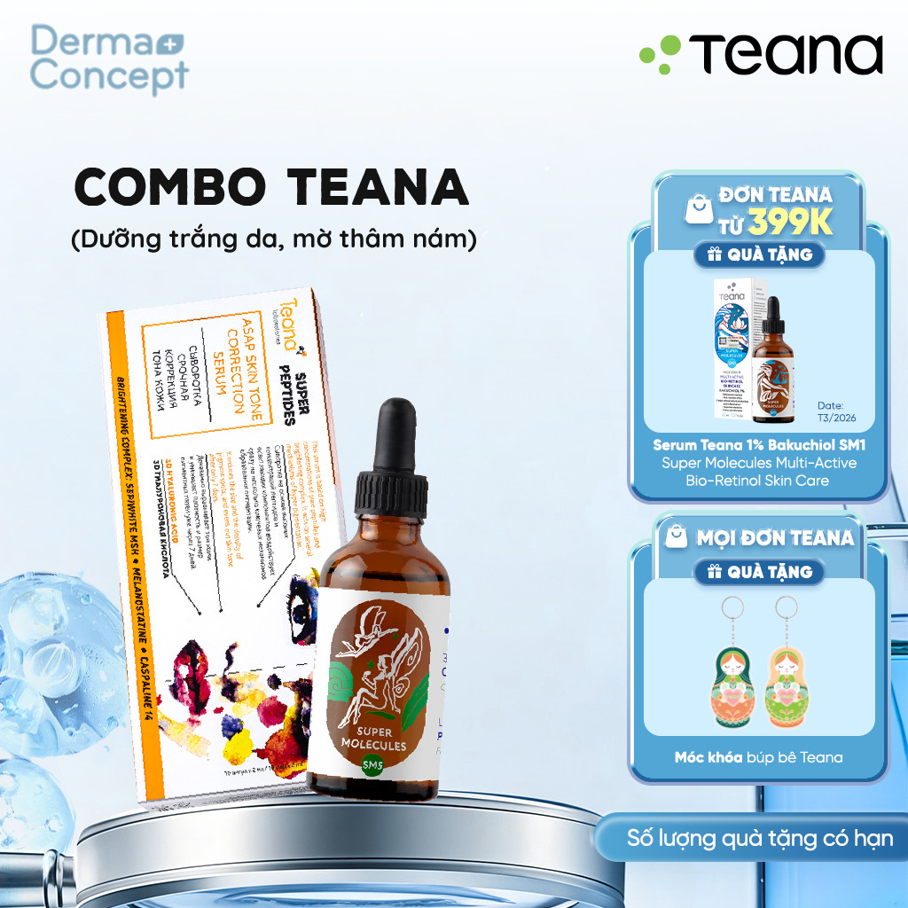 Combo Teana dưỡng trắng da, mờ thâm nám (Serum Teana ASAP + Serum Teana SM5 5% Niacinamide)
