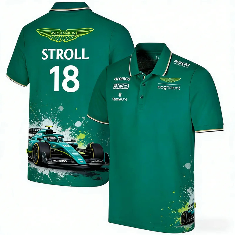 Áo sơ mi Aston Martin Polo Đội đua tay ngắn F1 Racing jersey