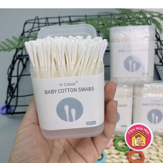 Tăm Bông Vcool  Hộp 200 Chiếc Làm Sạch Vùng Mắt, Mũi Và Tai Cho Trẻ