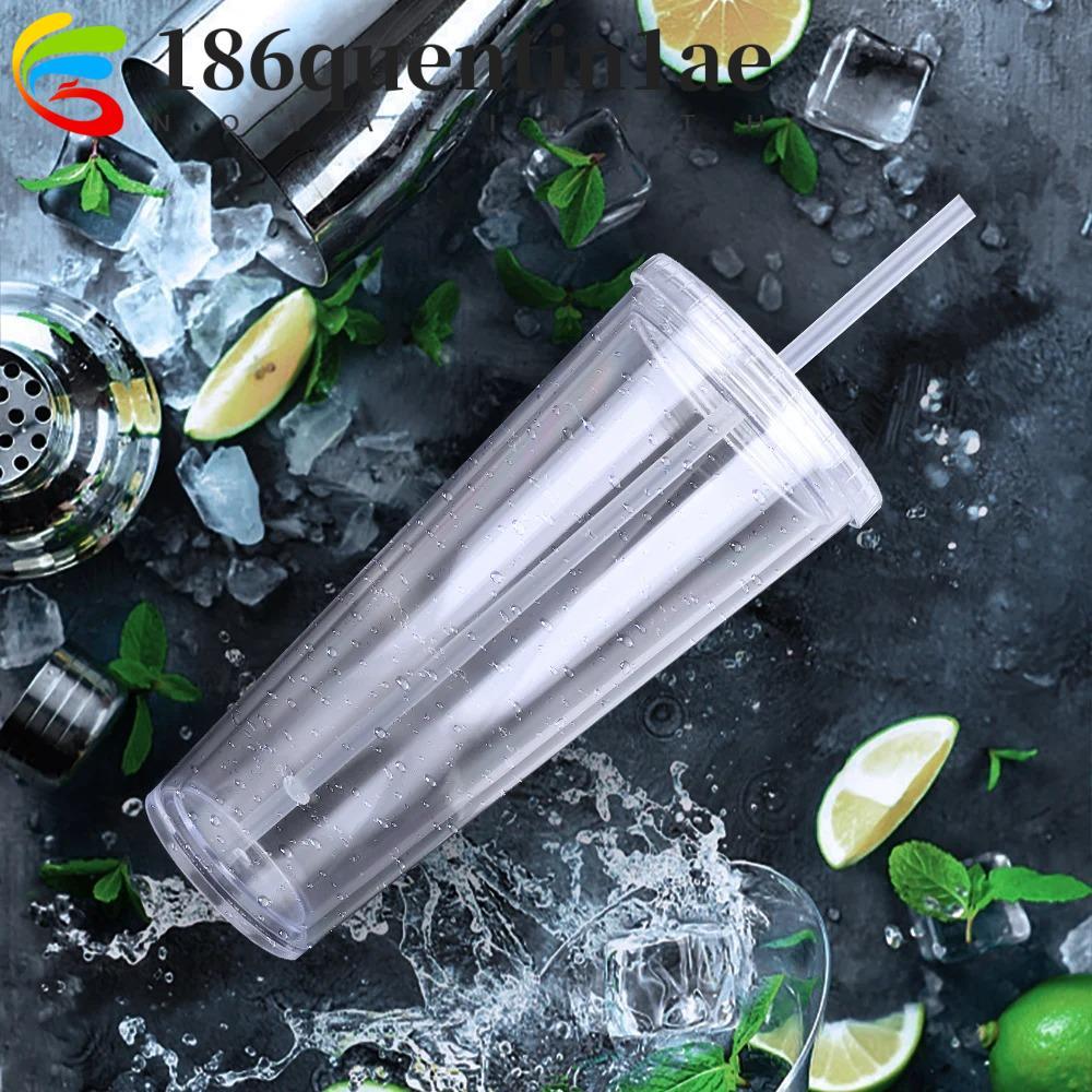 Bình Nước QUENTIN1AE, Hai Lớp Có Nắp Và Ống Hút Trong Suốt, Đồ Uống 350 / 450 / 650ml Cốc Cà Phê Đá 