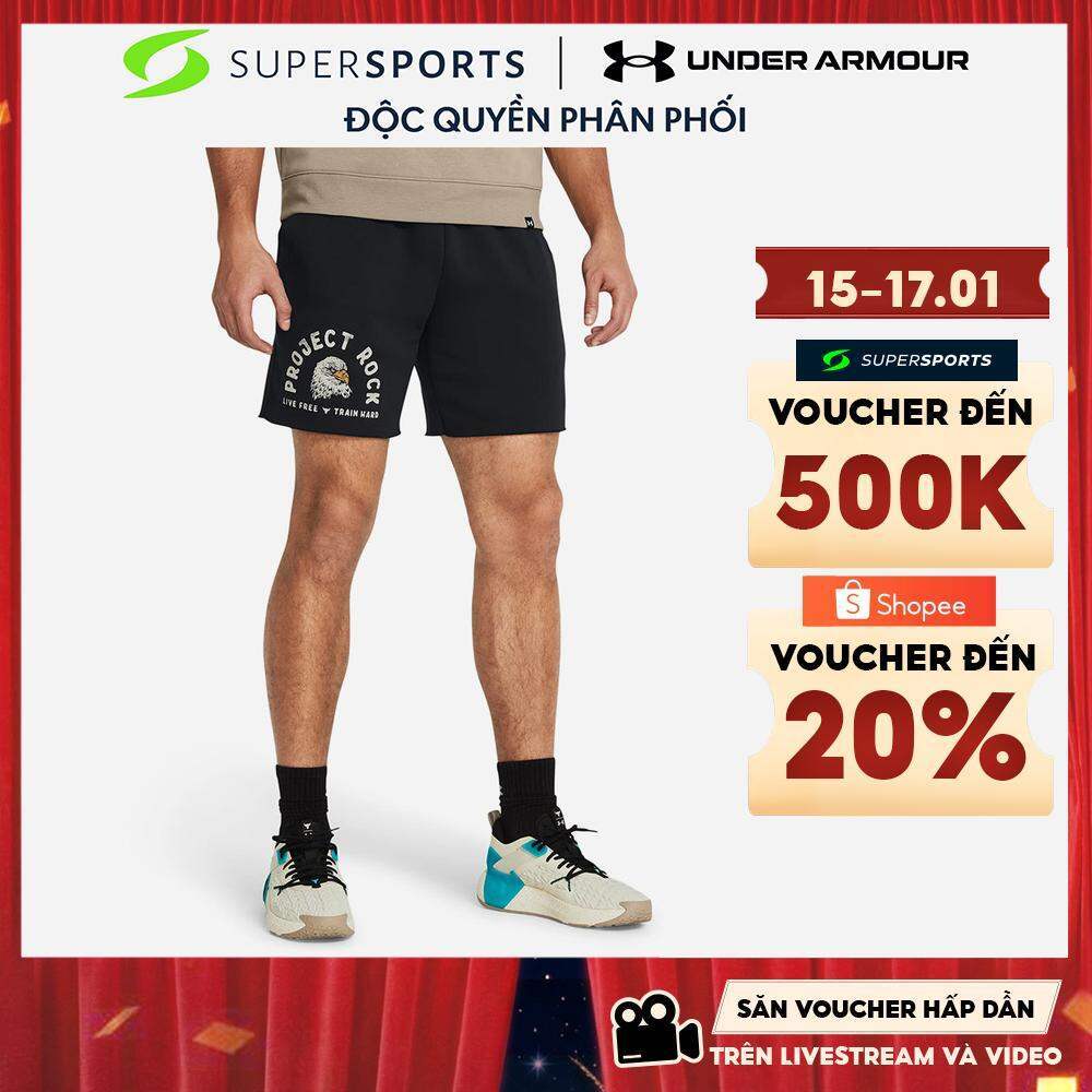 Quần Ngắn Nam Under Armour Project Rock Essential Fleece - Đen - 1383211-001