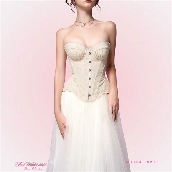 Bel Ange - Áo croset cup ngực hoa nhí màu cam đào MILANA CROSET