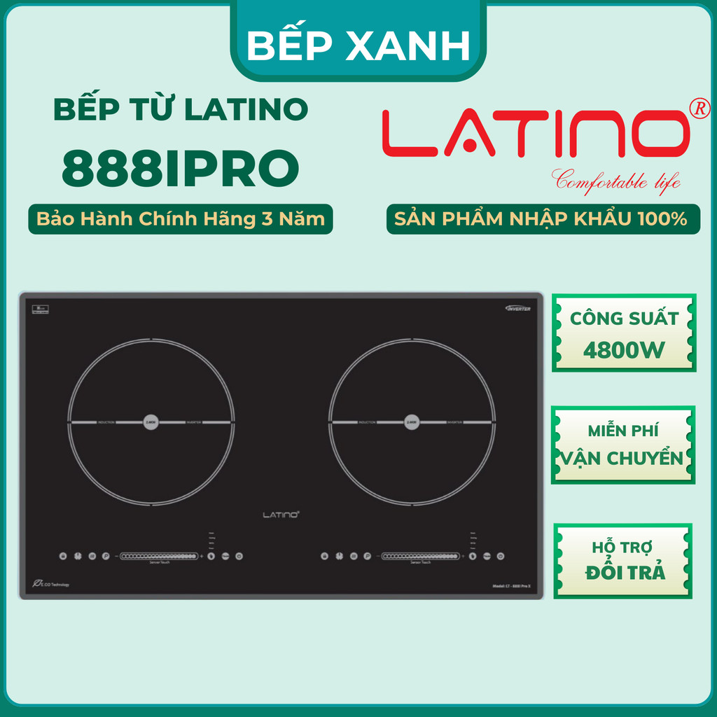 Bếp từ đôi Latino 888IPRO | Công nghệ Inverter | Nhiều tính năng nấu thông minh | Bảo hành 3 năm