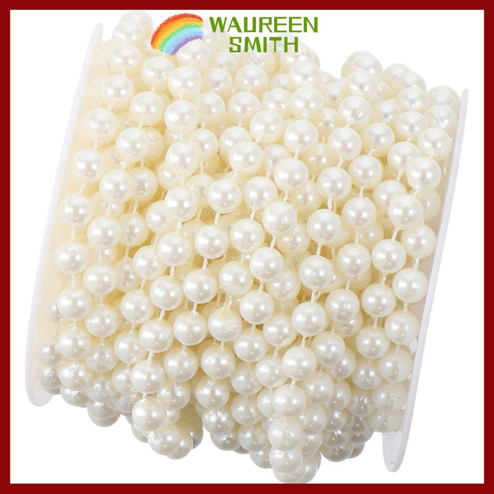 WAUREENSMITH Hạt Giả, Dây Ngà 8mm, Dây Thủ Công DIY Ống 33 Feet Dây Ngọc Trai Trang Trí Cây Giáng Si