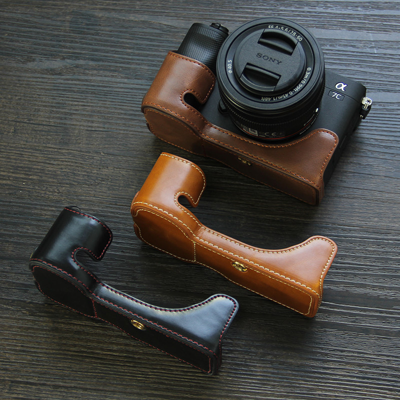 Thích hợp cho ốp lưng máy ảnh Sony A7CII A7C2 Vỏ da thế hệ thứ hai A7C Base A7CR Half Case Da Retro