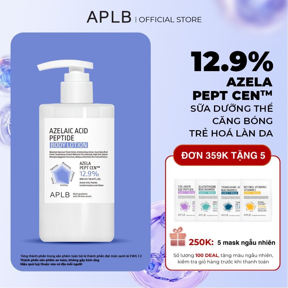 Sữa Dưỡng Thể APLB Azelaic Acid Peptide 300ml | Giảm Mụn Lưng – Mịn Da – Dưỡng Ẩm  — APLB Azelaic Ac