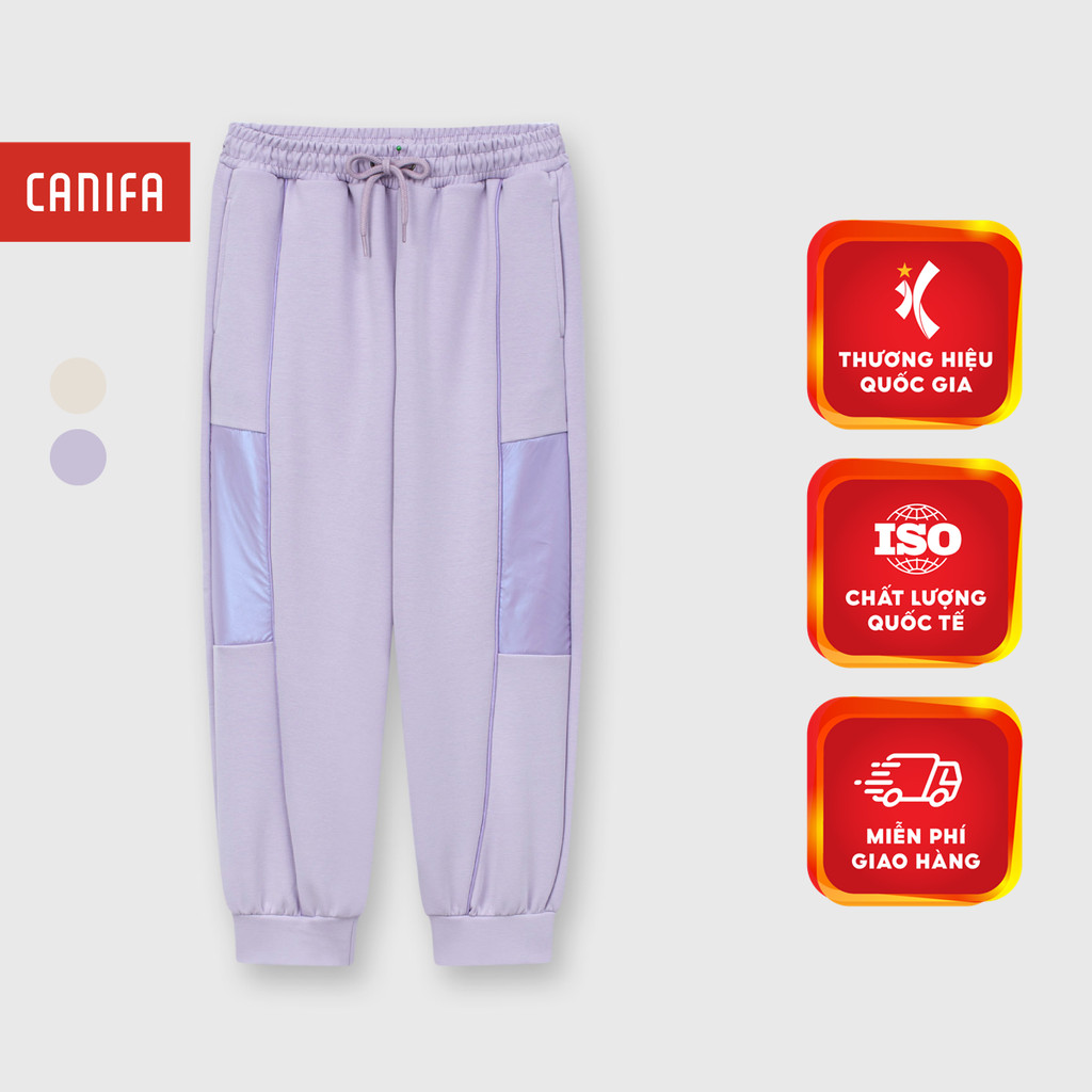 Quần nỉ bé gái CANIFA ống rộng bo gấu cạp chun 1BP25W004