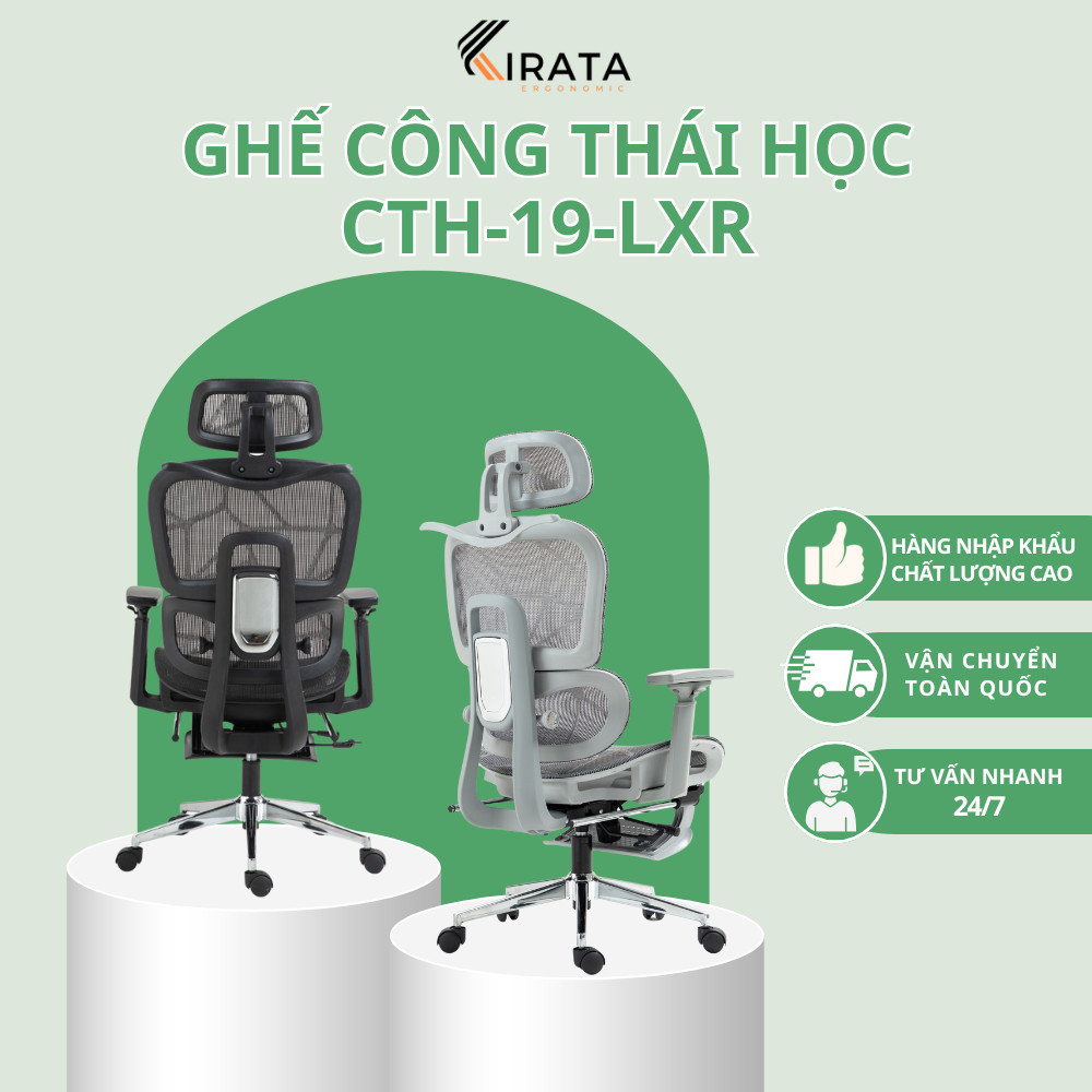 Ghế Xoay Công Thái Học CTH-19-LXR ,Tựa Lưng Thay Đổi Linh Hoạt, Thiết Kế Bảo Vệ Cột Sống Ngả Lưng 135 Độ