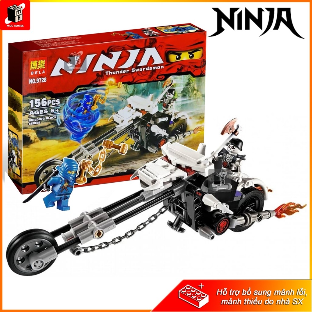 ( Hot ) Mô hình ngẫu nhiên Ninjago season 1 Jay và xe motor xương Skull Motorbike 9728