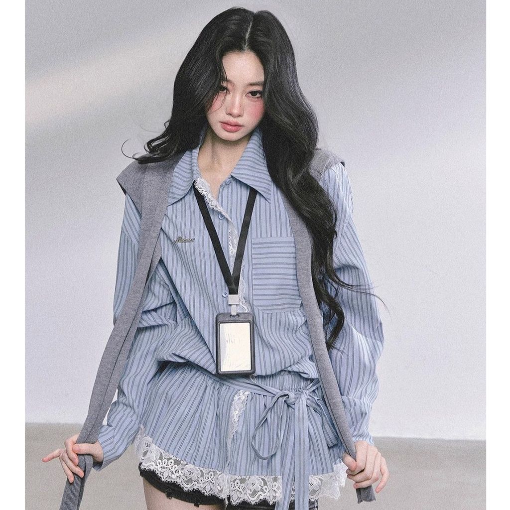 [Sẵn sàng] Áo sơ mi thời trang Áo sơ mi phân tử trí tuệ Áo sơ mi cao cấp Áo sơ mi Pháp Áo sơ mi ren 