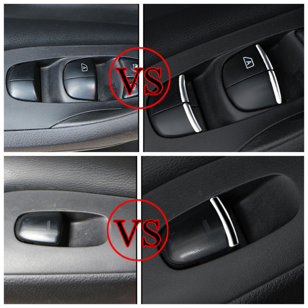 7 Cái / bộ Chrome Cửa Sổ Ô Tô Nút Nâng Kim Sa Lấp Lánh Miếng Dán Cho Xe Nissan X-trail Rogue March S