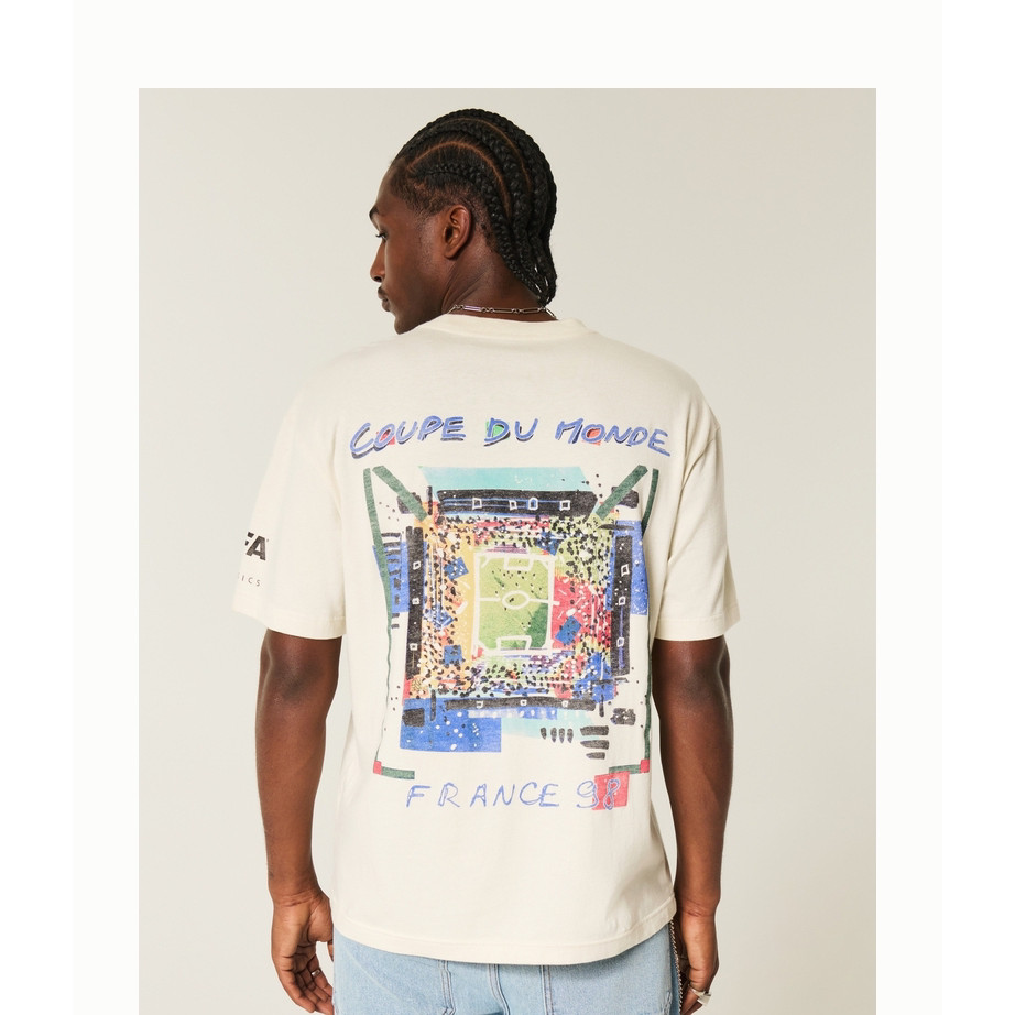 Hollister FIFA Người Yêu Bóng Đá Thời Trang In Hình 100% Cotton Nam Rời Cổ Tròn Áo Thun Top 323-5378