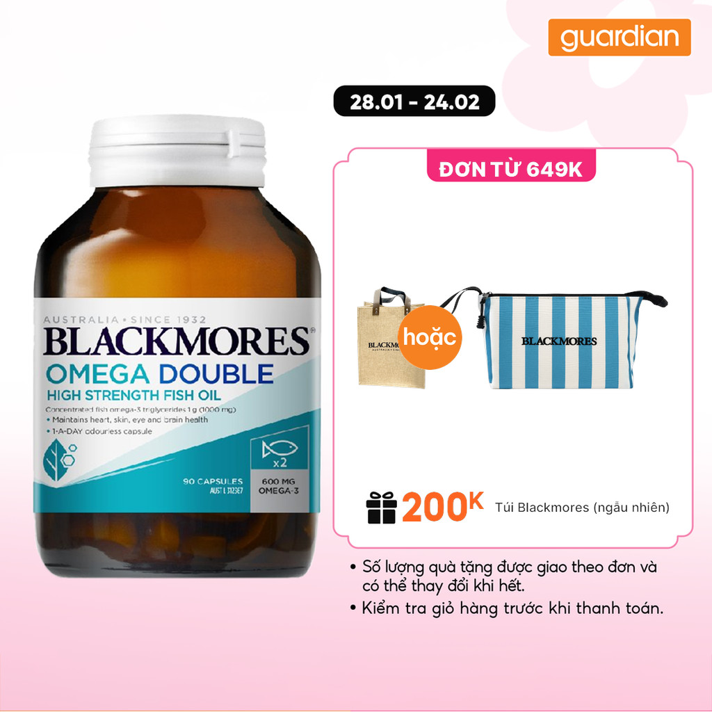 Viên Uống Hỗ Trợ Tim Mạch Blackmores Omega Double High Strength Fish Oil 90 Viên | BigBuy360 - bigbuy360.vn